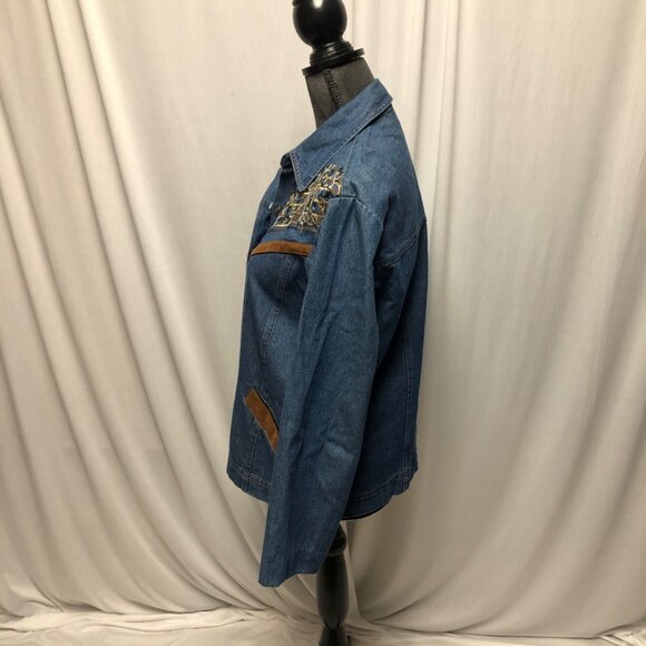 GW Graff Jean Shirt Jacket Womens Size Small Blue Denim Embroidered Western VTG - Picture 3 of 6